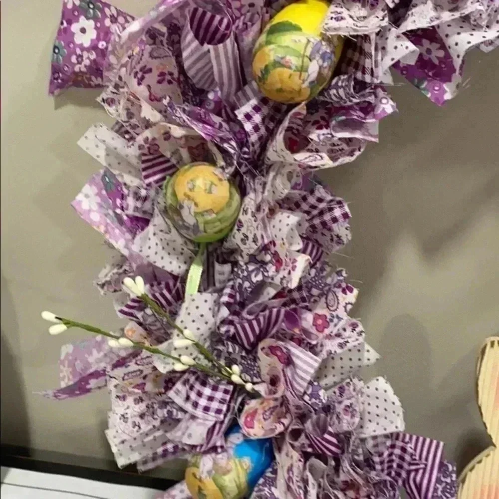 Easter Rag Wreath - 18”